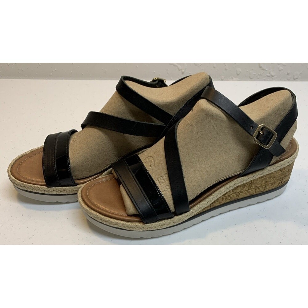 Coach and Four Banno Wedge Sandals Women’s 9 Black Strappy Slingback Platform - Picture 11 of 11